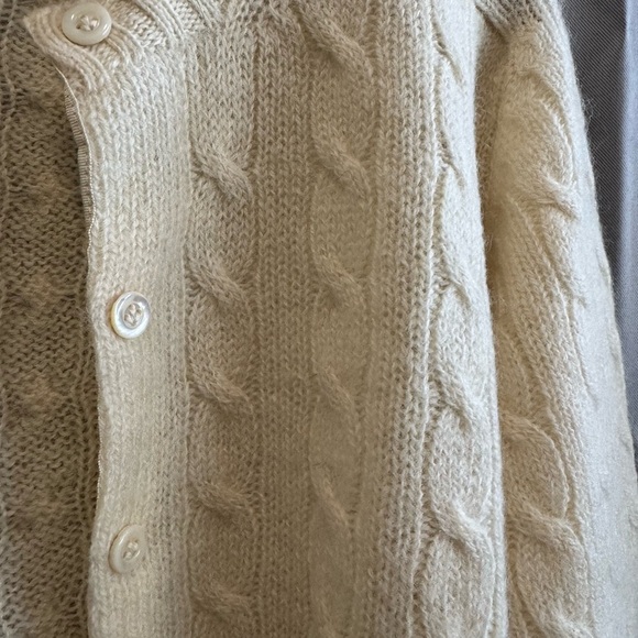 Vintage LL Bean Wool Cable Knit  Cardigan Sweater light weight 80s 90s sz 46 XL - Picture 2 of 7